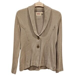Rosie‎ Neira Anthropologie Herringbone Knit Blazer Linen Jacket Size Large